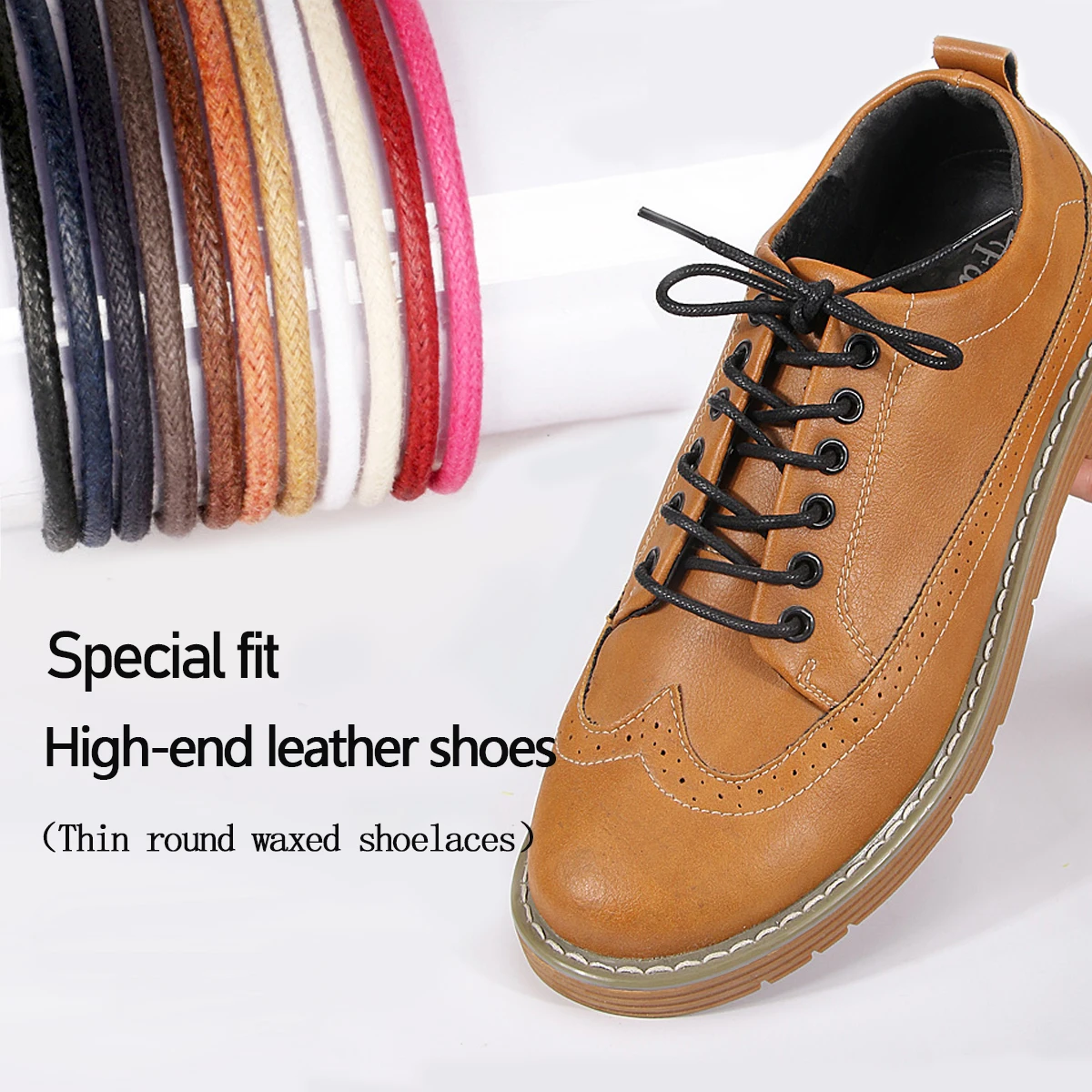 Premium Round Waxed Shoelaces for Leather Shoes and Boots - Thin and Waterproof