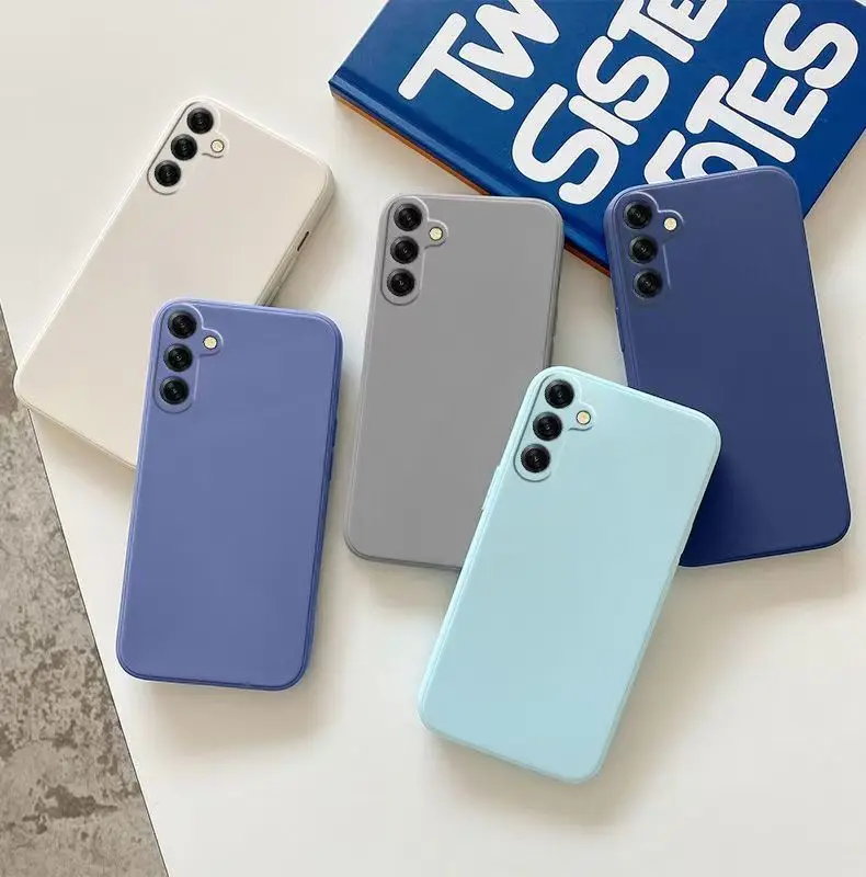 Custodia per telefono in silicone liquido per Samsung Galaxy A15 A25 A35 A55 A05 A05S A 15 25 35 55 Custodia posteriore per telefono con armatura morbida colorata caramella