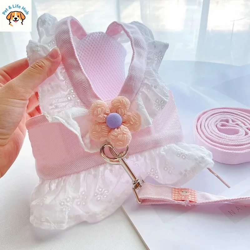 강아지 목줄 조절 가능한 소형견용 목줄, 여름 외출용, 고양이 옷, 애완용품, 고양이 옷