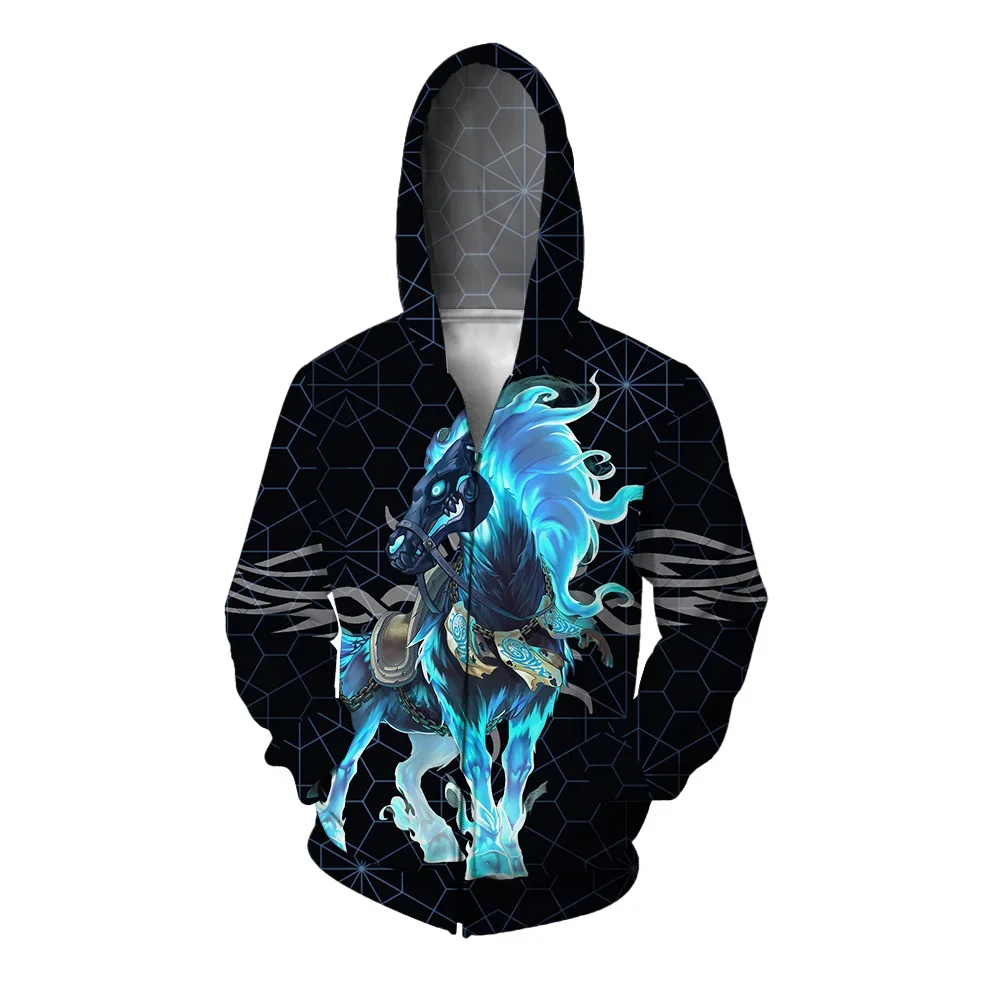 thumbnail image 1 of Sudadera con capucha informal de otoño para hombre, ropa Y2k, estampado de moda, estampado de vaca y caballo, sudadera con capucha y cremallera, ropa para hombre, 1 of 5