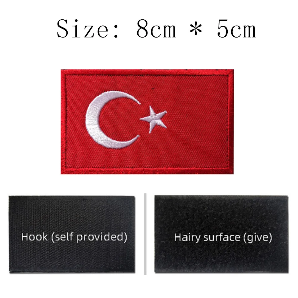 1pc Turkey Hook And Loop Backing Flag Patch 8cm Wide Wholesale Price City Emblem For Clothing Sleeve/Appilique/Star&Moon