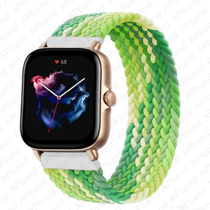 Braided Solo Loop Sport Strap for Smartwatch - 22mm Replaceable Bracelet Strap
