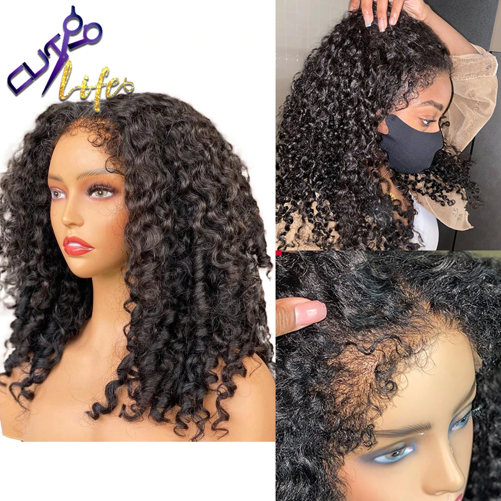 Loose Deep Curly 13X4 Lace Front Wig Curly Edges Wigs For Women