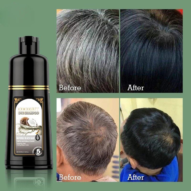 500ml Coconut Ginger Shampoo Fast Black Hair Dye Coloring Nourishing Shampoo Hair Care Tool hair darkening shampoo bar 2