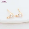 3*8.5MM 14K Gold Color Plated Brass with Zircon Drop Stud Earrings Pins High Quality Diy Jewelry Findings Accessories