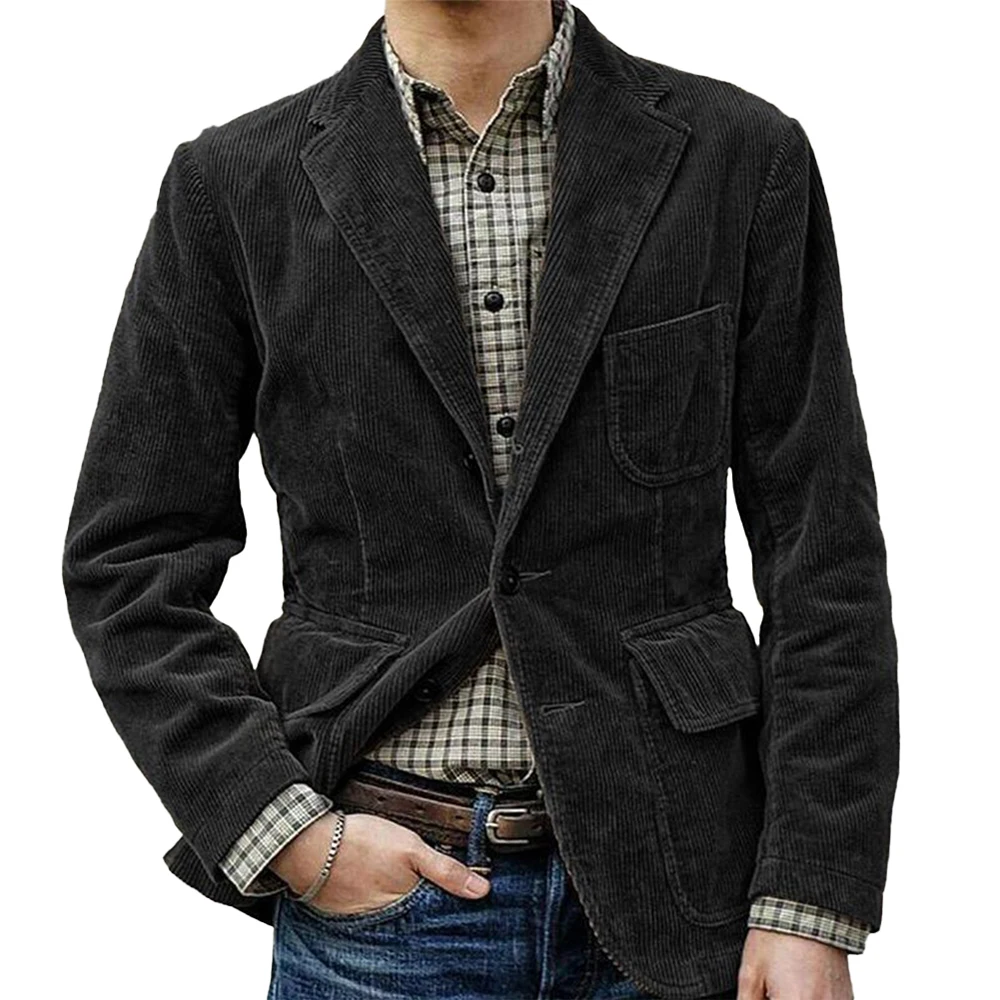 

Мужской вельветовый пиджак на пуговицах, повседневный приталенный пиджак в винтажном деловом стиле, одежда для работы, 2019