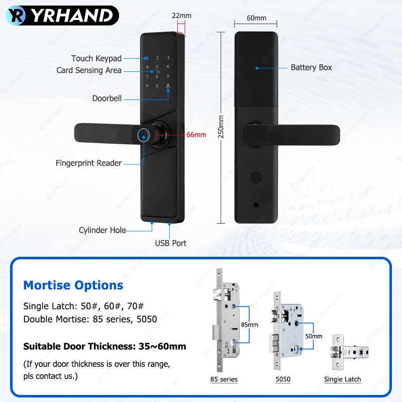 قفل باب إلكتروني ذكي مع بصمة الإصبع البيومترية واي...