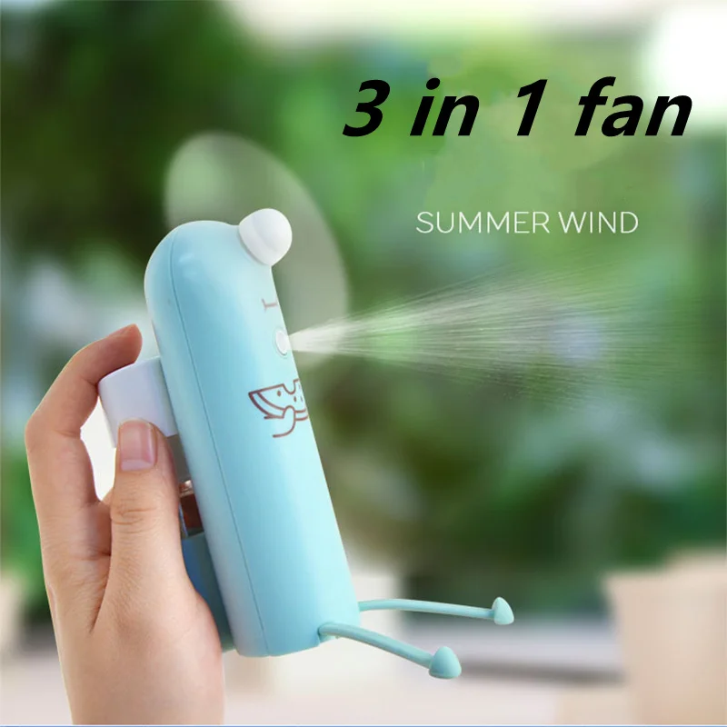 3 In 1 Portable Water Spray Mist Fan Electric Usb Rechargeable Handheld