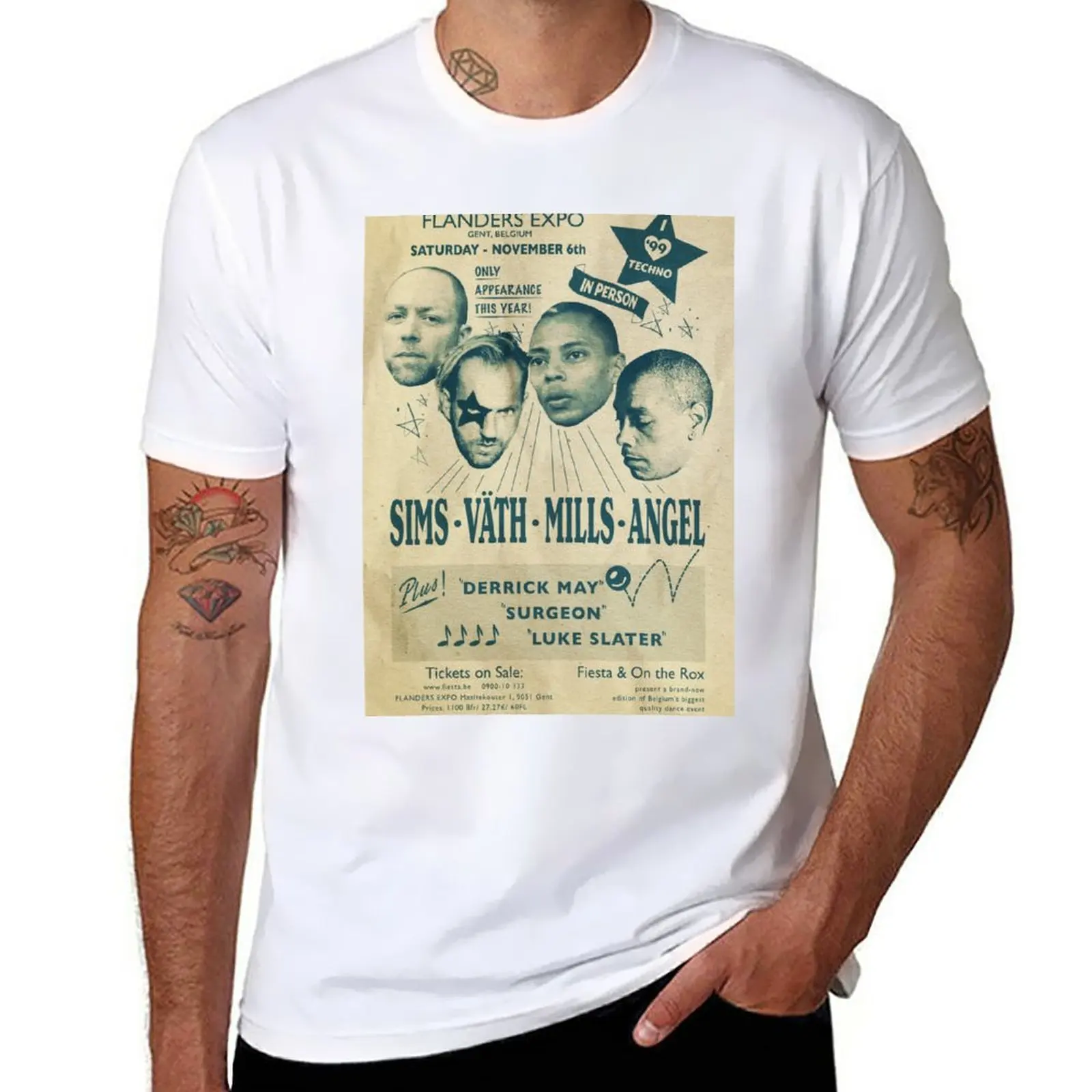 New I Love Techno Belgio Festival 1999 Jeff Mills Sven Vath Surgeon Ben Sims T-Shirt Ragazzi Magliette Bianche Magliette Per Uomo