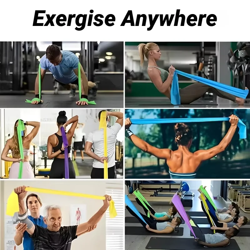 Resistance Bands Yoga Pilates Portable Resistance Band Long Training Stretch Bands Physical Therapy Lower Body Home Strength Elastic Exercise