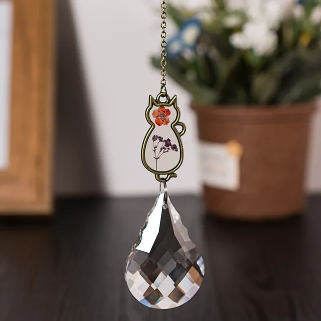Kristályvilágítás Napsugárzók Macskás Tök Medál Szél Csengő Fény Prizma Ablak Függő Kristály Ékszer Kerti Dekoráció - Image 3