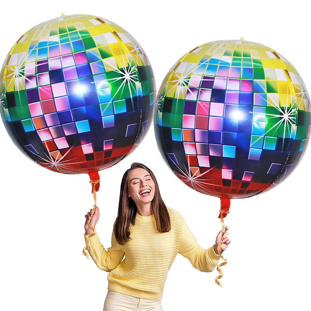 2er-Pack 32 Zoll bunte Disco-Aluminiumfolienballons, geeignet für Geburtstagsparty-Dekorationen, Themenparty-Dekorationen, Freund-Sammel-Dekorationen, Party-Dekorationsarrangements