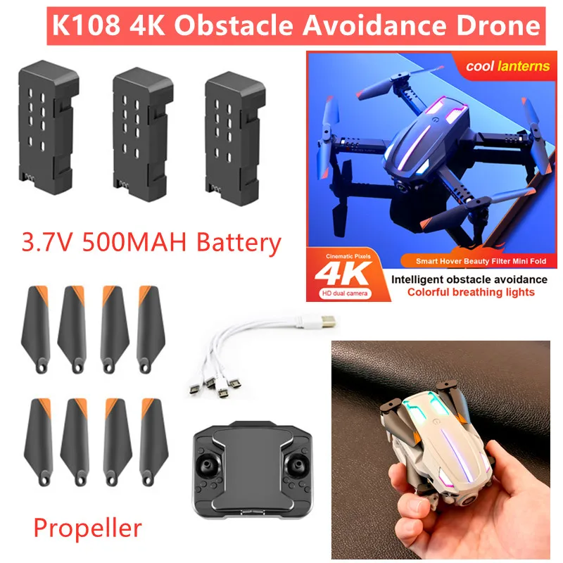 

Запчасти для квадрокоптера K108 4K с двойной камерой, 3,7 в, 500 мАч, аккумулятор/пропеллер K108, аксессуары для квадрокоптера, аккумулятор для квадрокоптера K108 для предотвращения препятствий