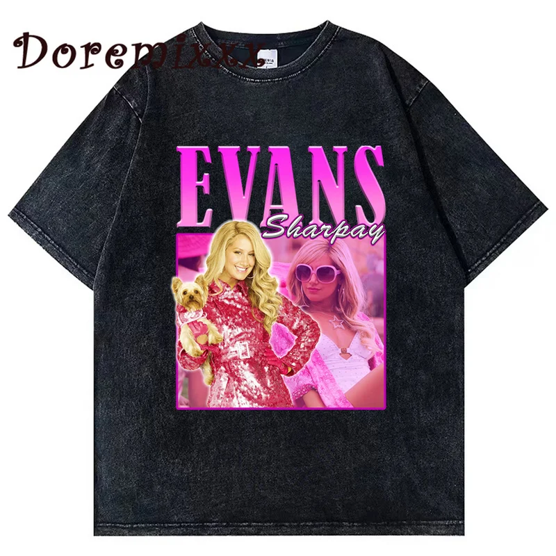 

Футболка Мужская/женская оверсайз с коротким рукавом, Модная хлопковая тенниска в готическом стиле, в стиле 90-х, с вареным принтом, Sharpay WAN, лето