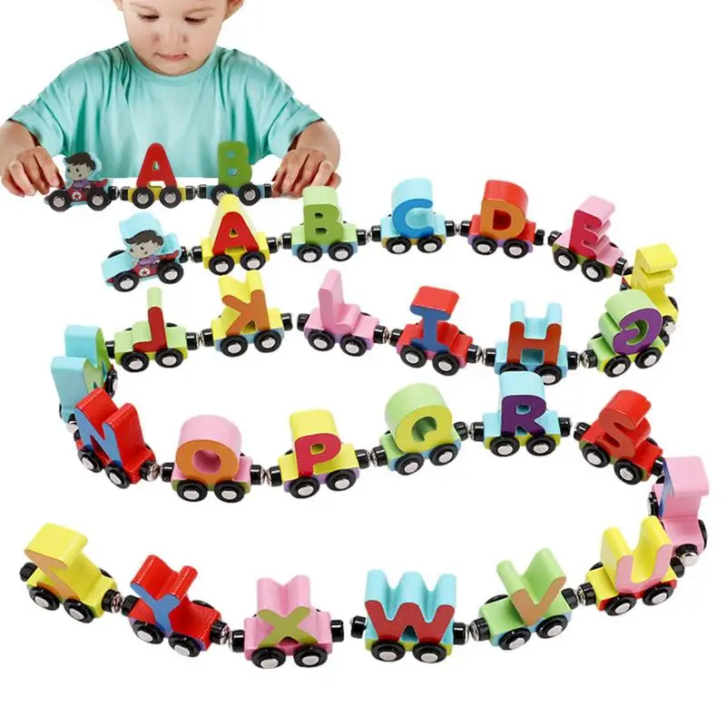 

Magnetic Train Toy Wooden Magnetic Trains Toy Colorful Number/Letter Train Montessori Educational Toys For Boys And Girls