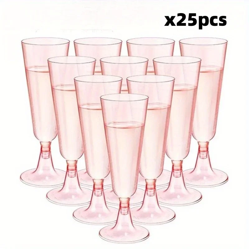 thumbnail image 1 of 25 copas de champán de plástico desechables de 150 ml con embalaje seguro, copas transparentes para brindis y fiestas, 1 of 5