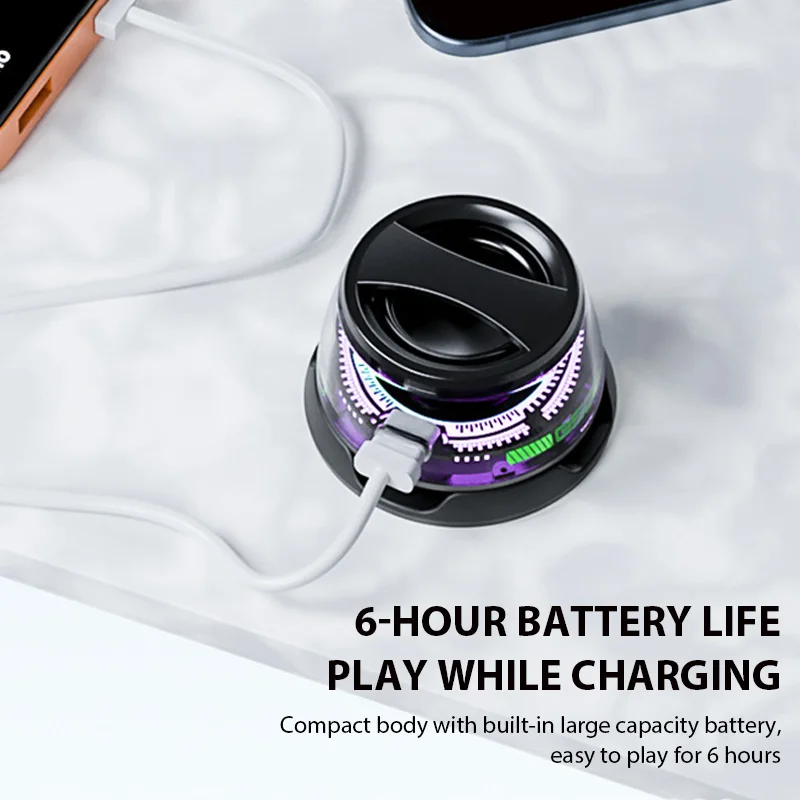 Outdoor Magnetic Bluetooth Speaker Wireless Portable Mini Travel Stereo Speaker with RGB Color Light and Phone Holder for Ios