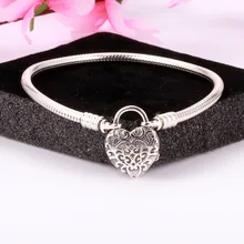 

925 Sterling Silver Snake Bone Chain New Smooth Silver Lock King's Heart Bracelet Gift For Girlfriend