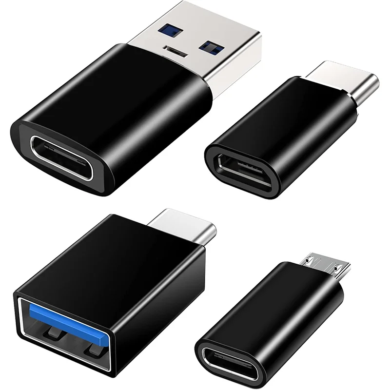 4-Pack USB3.0 Tipo C Fêmea para USB Macho Adaptador OTG Micro USB para USB C Conversor Conector para Laptop/Smartphone