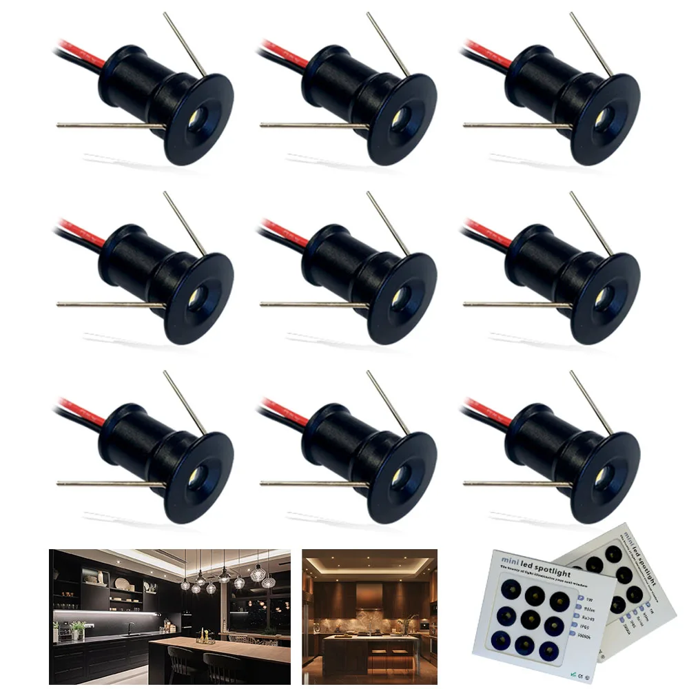 LED Downlight IP65 Mini Spot Leds 1W 12V Dimmable Ambient Spot Lamp Recessed Downlight for Ceiling Bedroom Stair Cabinet
