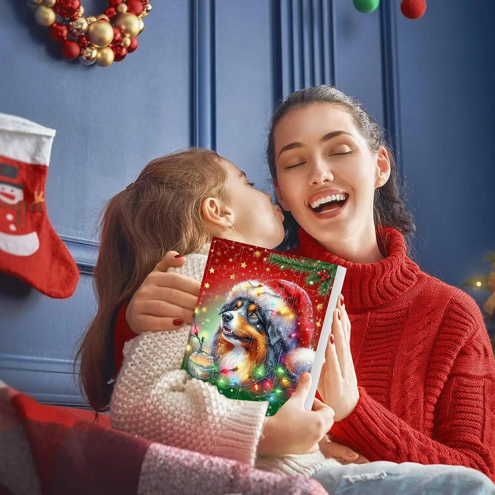 Christmas Countdown 2D Cute Dog Acrylic Decorative Pendant 24Pcs Dog Wear Santa Hat Design Countdown To Christmas for Kids Gifts