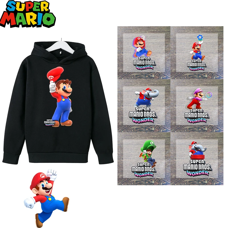 Super Mario Bros Wonder Iron Patch Sticker Personalizzazione Cartoon Anime Stitch Iron Patch Abbigliamento T-Shirt Bambini Regali Di Compleanno