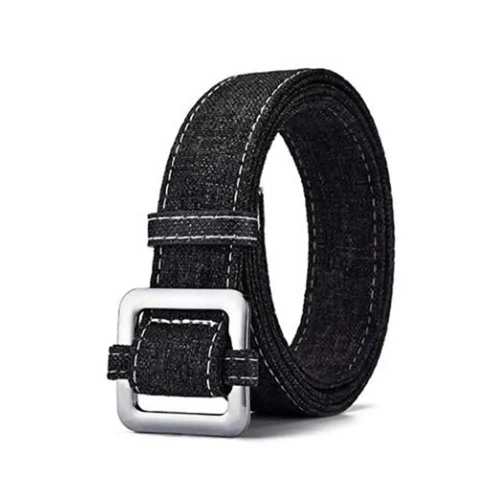 Women Casual Denim Canvas Belt with Non Porous Buckle