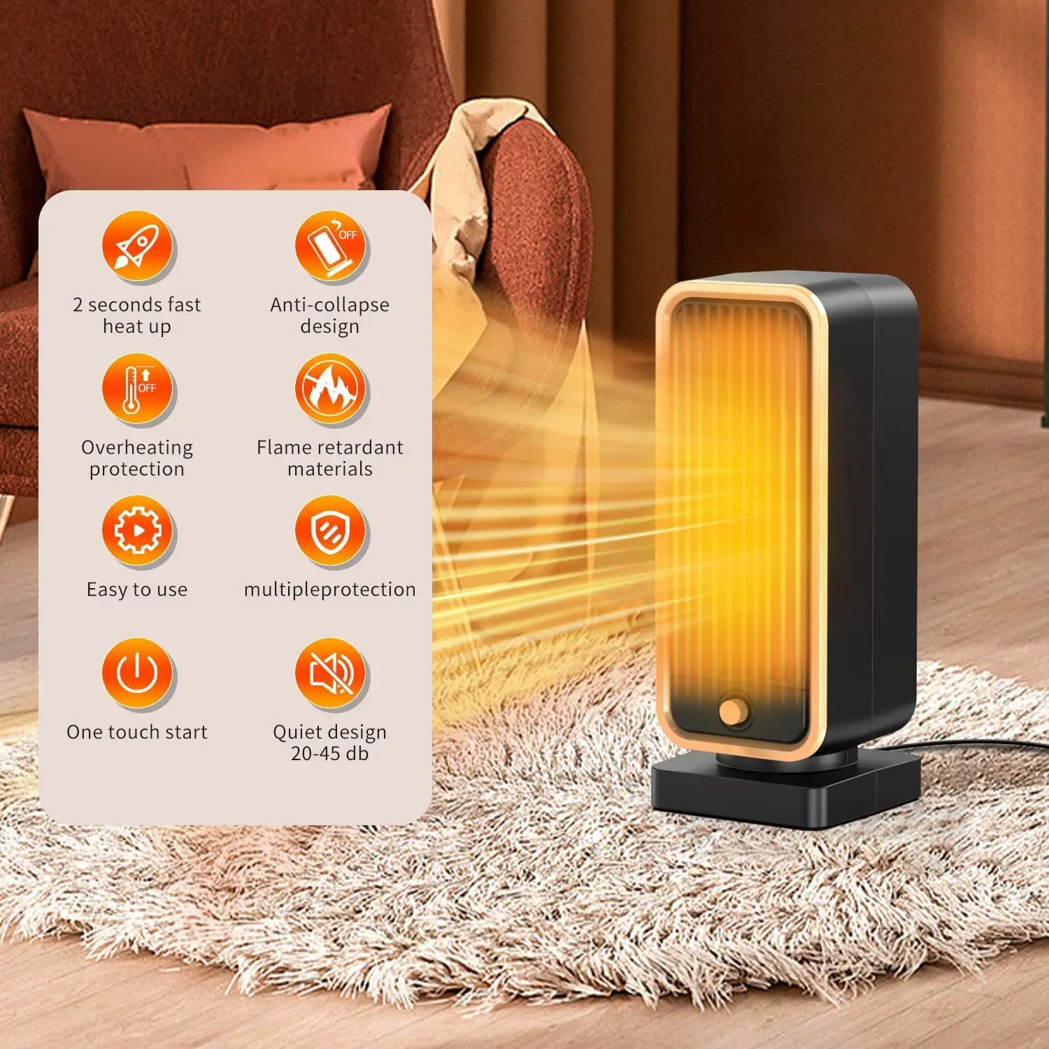 Desktop 500W PTC ceramic fan heaters for home office warm heater fan 4