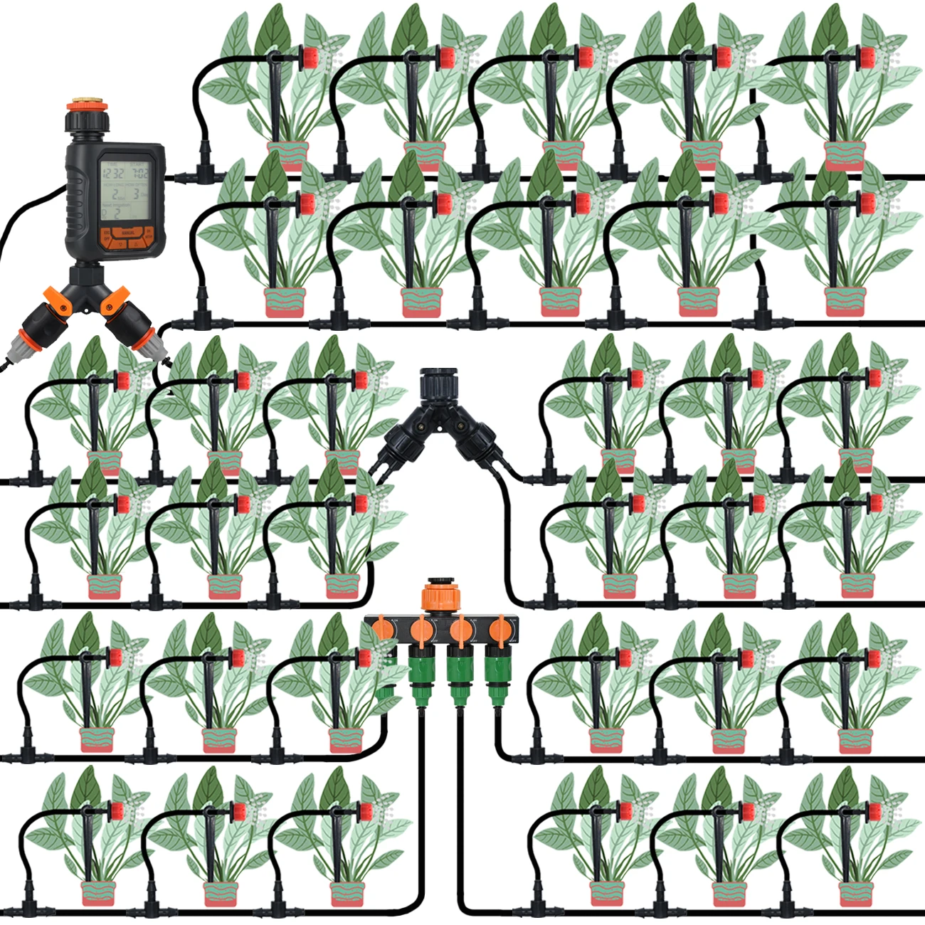 KESLA 50-200PCS 1/4" C-type Hook Fixed Stem Support Holder Stakes for 4/7mm Hose Flowerpot Drip Irrigation Fitting Greenhouse drip irrigation,irrigation fittings,drip irrigation stakes