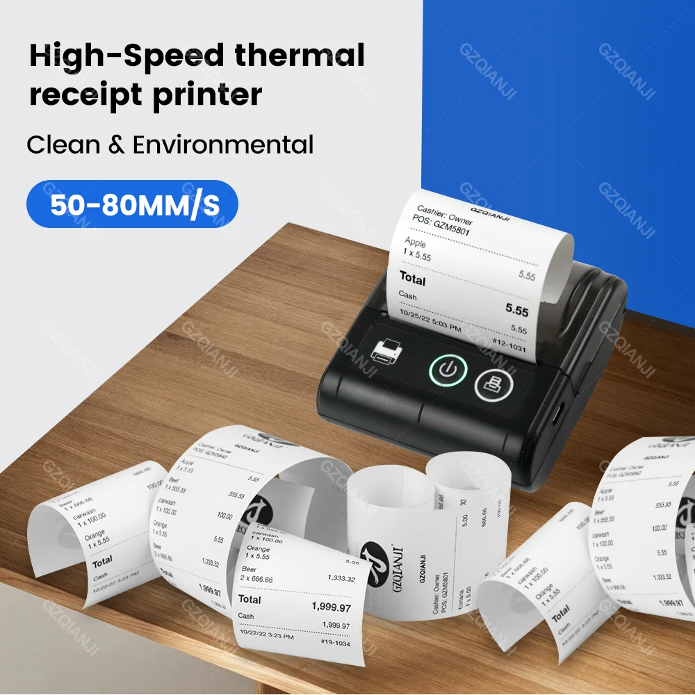 Mini Bluetooth Thermal Printer Wireless Protable 58mm Receipt Bill POS Printer Loyverse POS Free App on Android Small Business