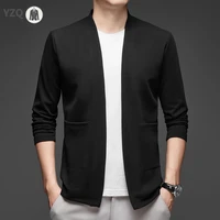 Veste cape à manches longues pour hommes, nouvelle collection d'affaires décontractée, couleur unie, tricotée, confortable et à la mode, haut polyvalent toutes saisons 3