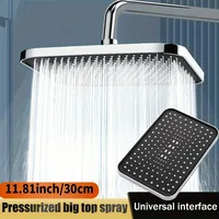 New 14 Inch High Pressure Top Spray Rain Shower Head Larger Flow Supercharge Rainfall Showerhead 360° Swivel Water Saving 1
