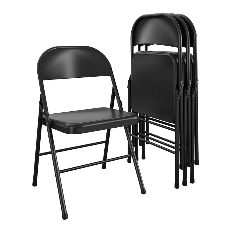 Mainstays Steel Folding Chair (4 Pack), Black Dining Chairs