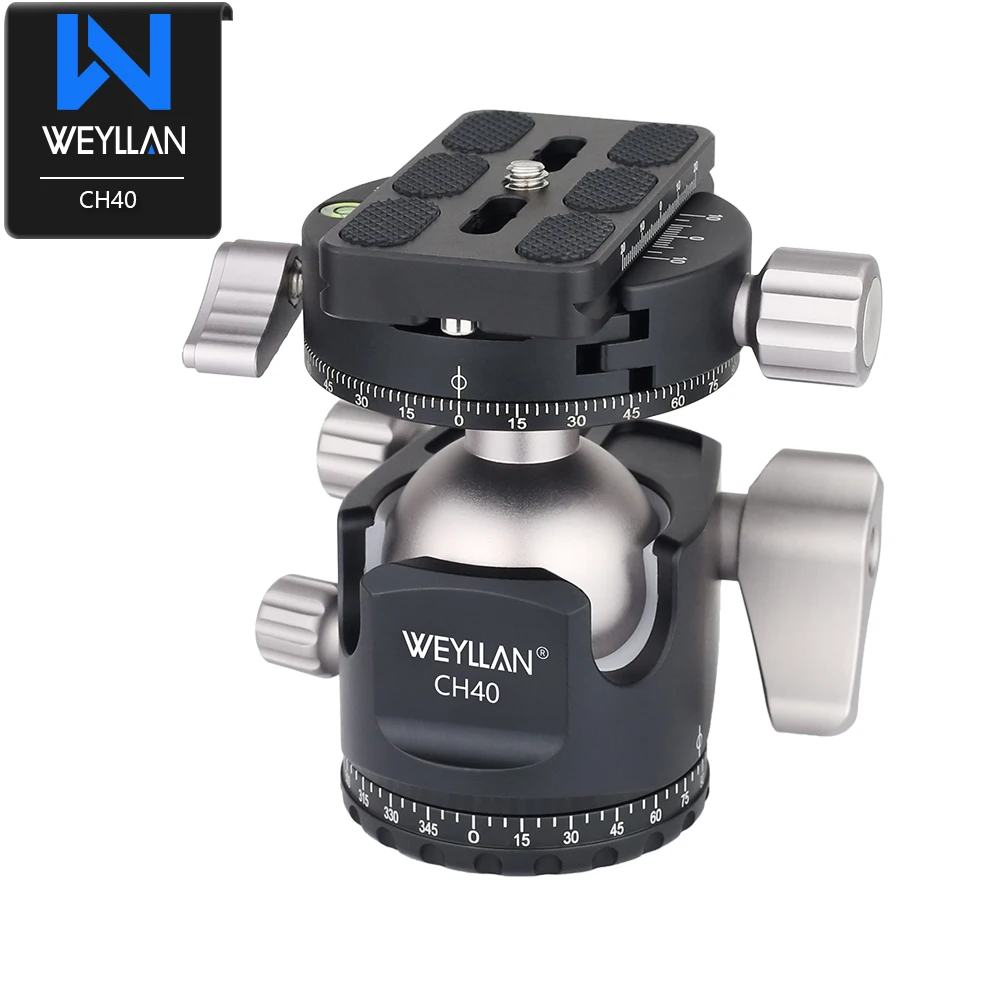 Tripod Ball Head CH40 Low Profile Damping Fine Tune Panoramic Lower Gravity Center Smooth Operation