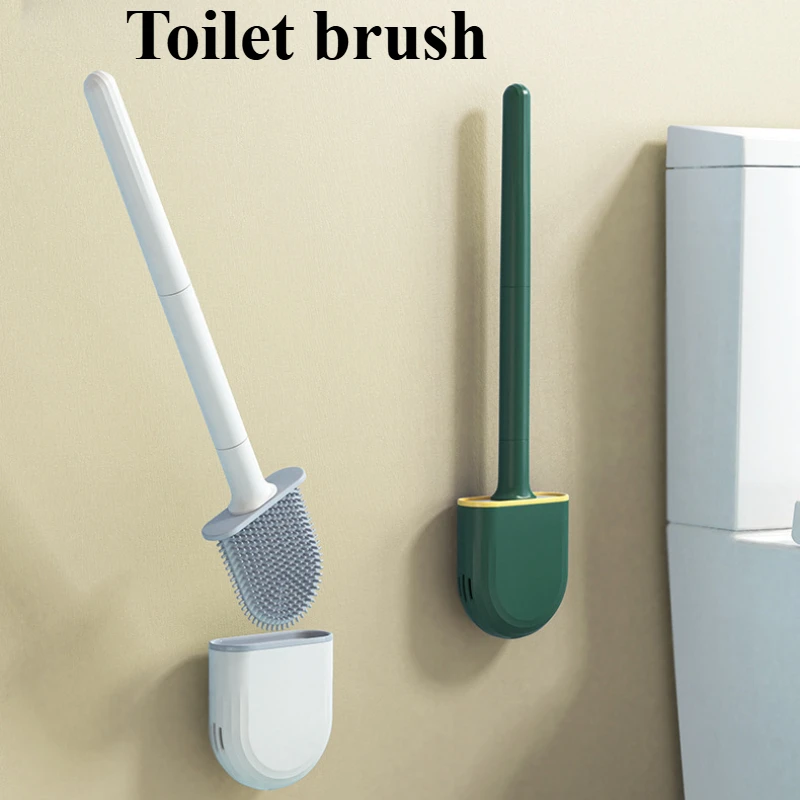 Silicone Wall-Mounted Quick-Dry Toilet Brush with Holder for Efficient Deep Cleaning