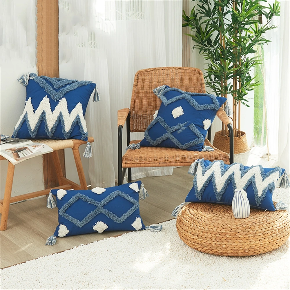 

Soft Plush Decorative Throw Pillow Covers Faux Wool Embroidered Cushion Cover Nordic Luxury Pillow Case Home Spring Decoration