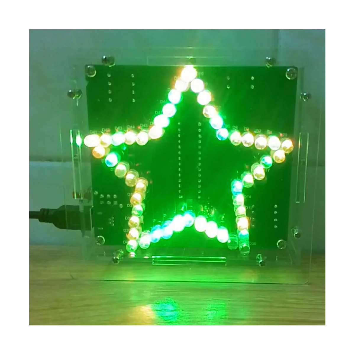 DIY 전자 키트 납땜 스위트, 다채로운 뾰족한 별 LED 깜박이 마키 조명 회로 기판 키트, 쉘 포함