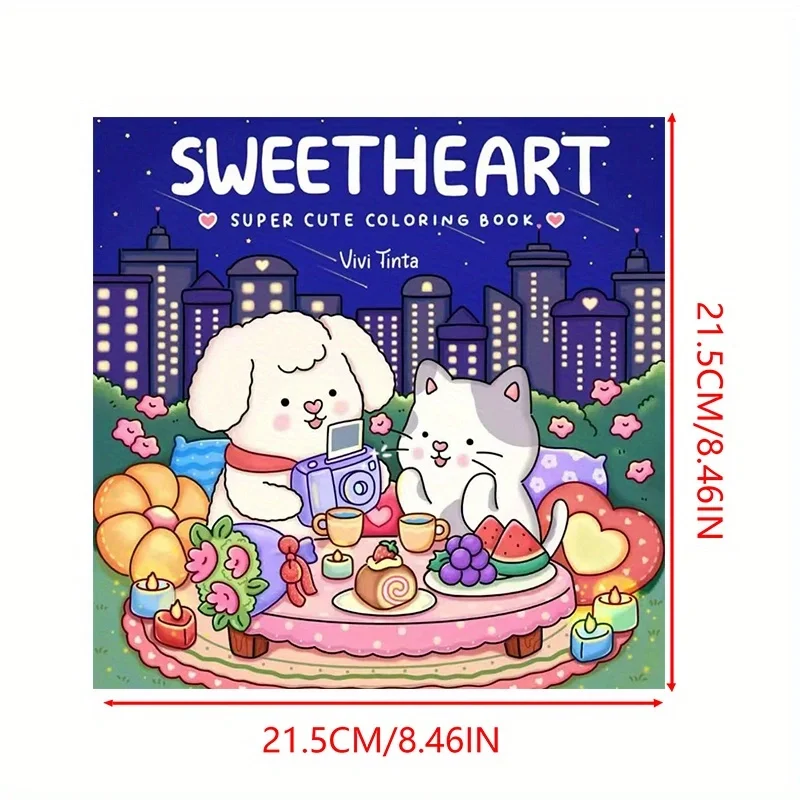 Sweetheart Coloring Book - Cozy Romantic Scene with Adorable Dogs & Cats, Vibrant Colors, Perfect Gift for Valentine'S Day 3