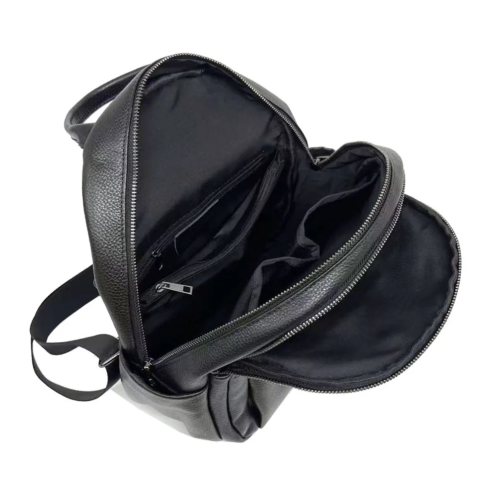 Schwarzer Rucksack aus echtem Leder für Damen, multifunktionale Damen-Tragetasche oder Umhängetasche, 2025, neuer Reiserucksack aus echtem Rindsleder – Detail 8