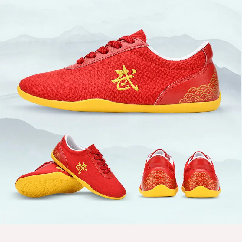 Men Women Sport Martial Arts Kung Fu Shoes Lace Up Children Canvas Tai Chi Sneakers White Black Ladies Wushu Sneakers Rubber martial arts shoes