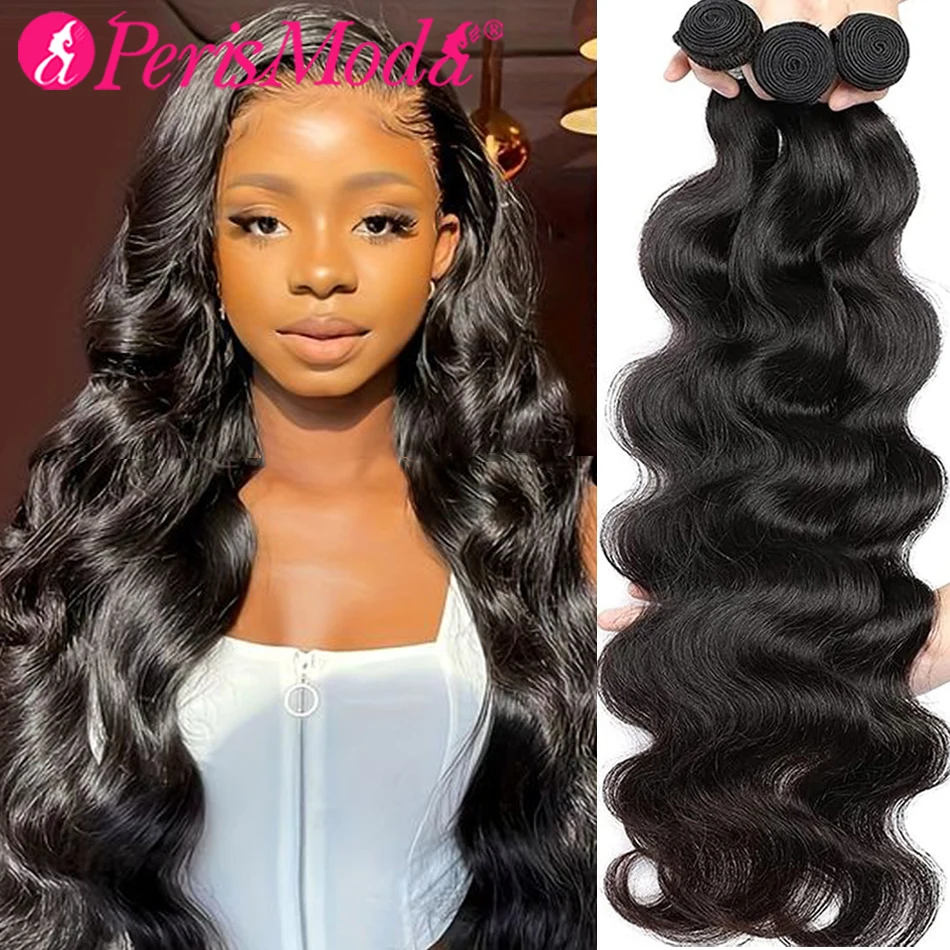 

PerisModa Body Wave Bundles Human Hair Peruvian Hair Natural Black 1/3/4 Piece 100% Remy Human Hair 12A Natural Hair Extensions