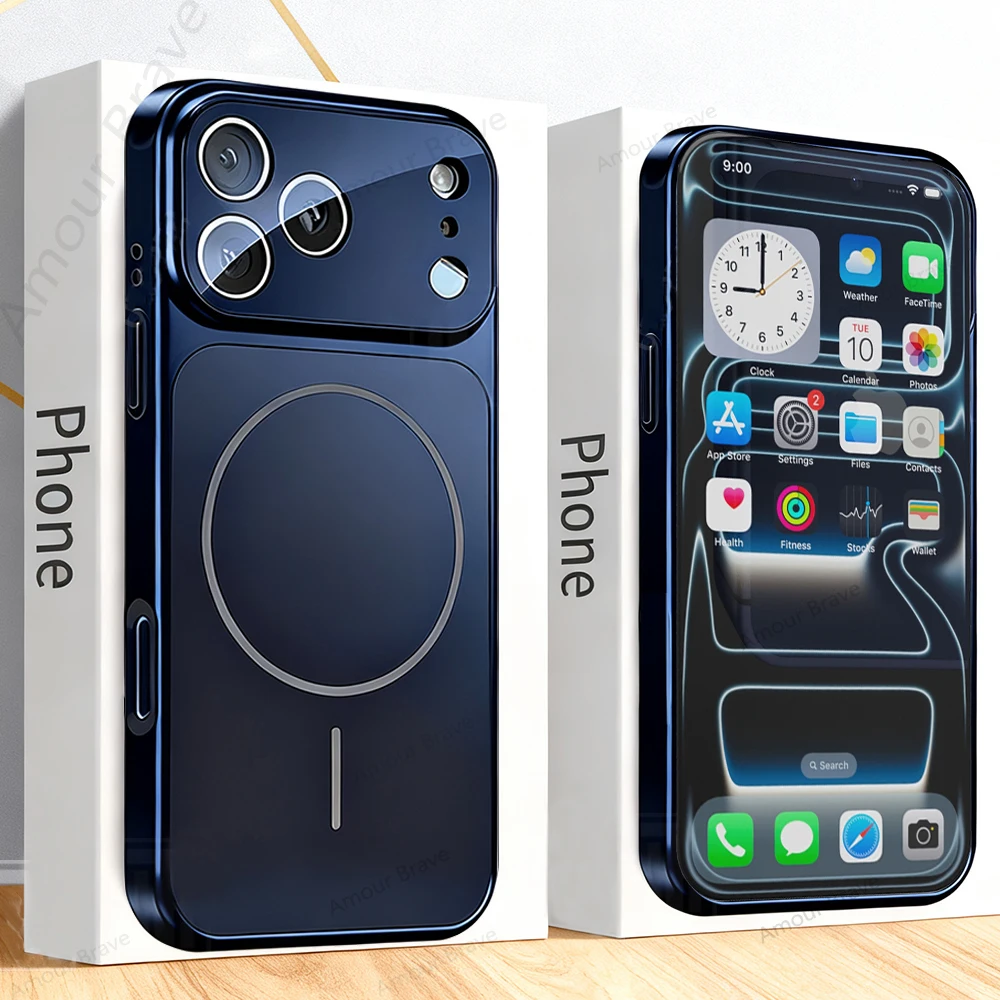 Original AG Nano Frosted Glass For Magsafe Phone Case For iPhone 17 Air 16 15 14 13 12 11 Pro Max Magnetic Wireless Charge Cover