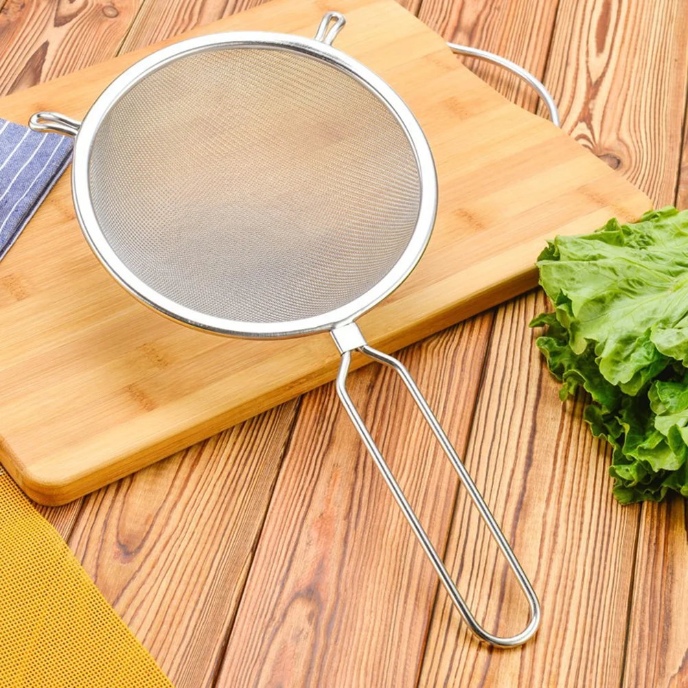 

Hemoton Stainless Steel Mesh Strainer 10 Inches Sieves Food Serving Colander Handle Double-Ear Kitchen Noodles Dumplings Cooking