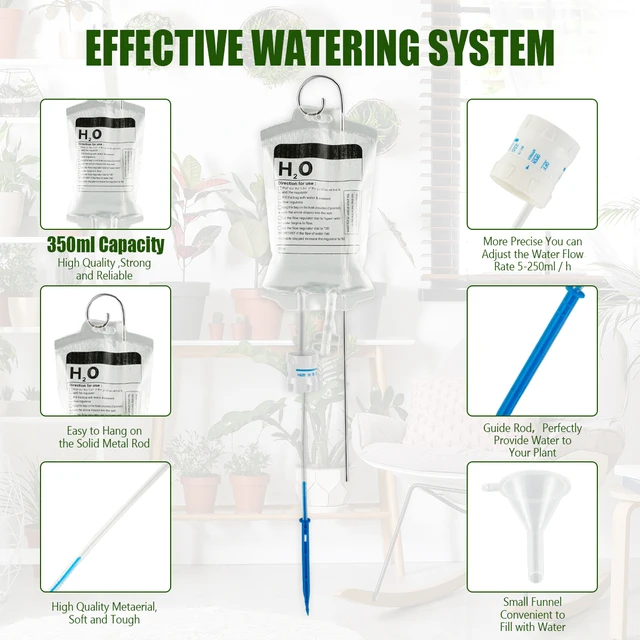 350 Ml 4Dic Növényi Víztáska Öntöző Táska Fémhorogokkal, Ön Öntözőkészülékek Állítható Vízkiterjesztési Sebességgel - Image 3