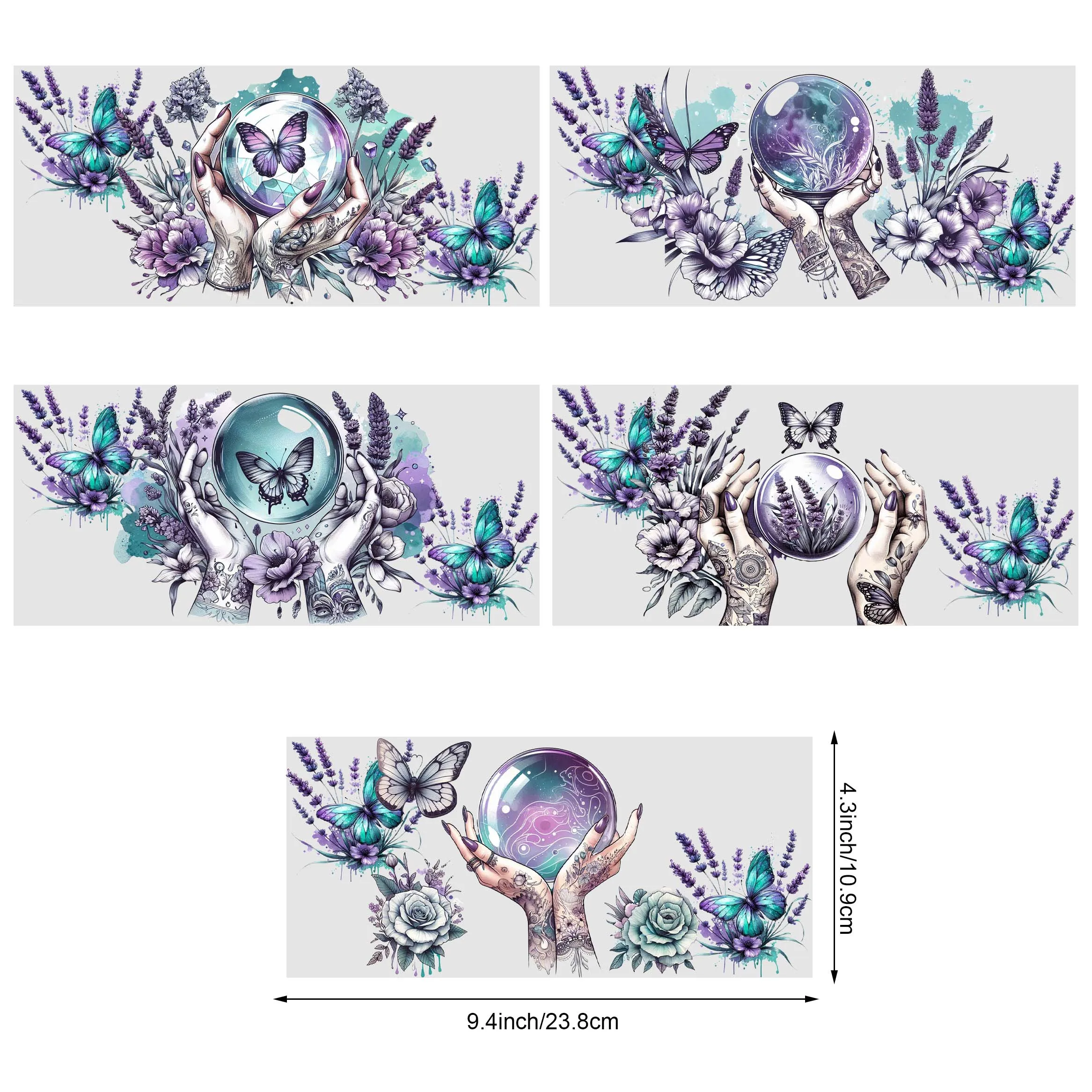 5 Sheet Witch crystal ball UV DTF Cup Stickers Glass Sport Transfer Stickers for 16 oz Glass Mugs