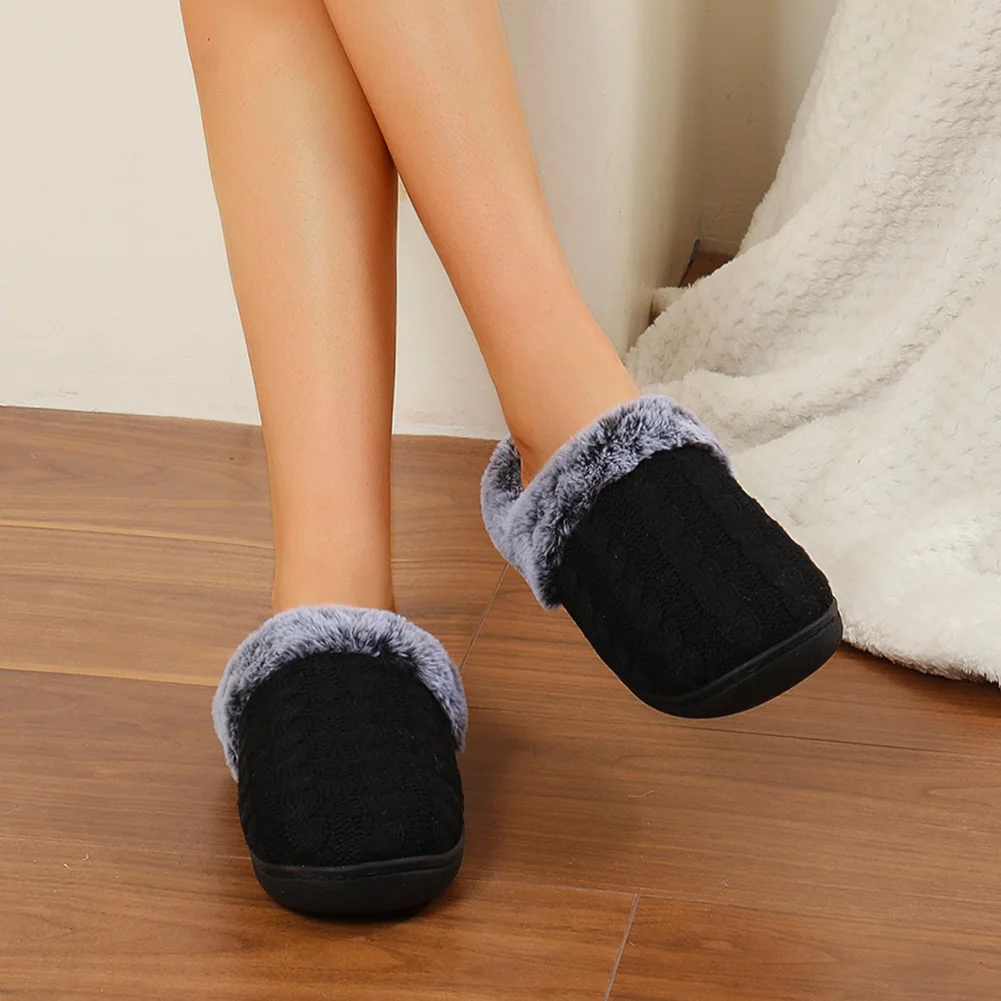 Women's Men's Plush House Slippers Warm Fluffy Bedroom Slippers Memory Foam Home Slippers Non-Slip Indoor House Shoes 2