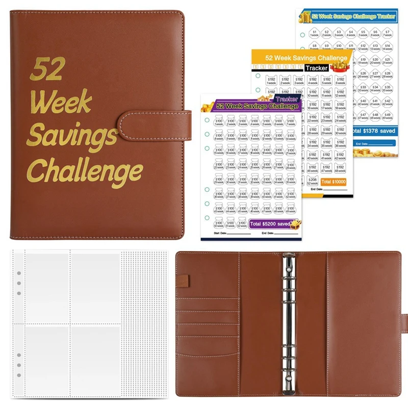 

52 Week Money Saving Challenge Binder With Cash Envelopes For Saving, A5 Budget Binder Savings Challenges Book