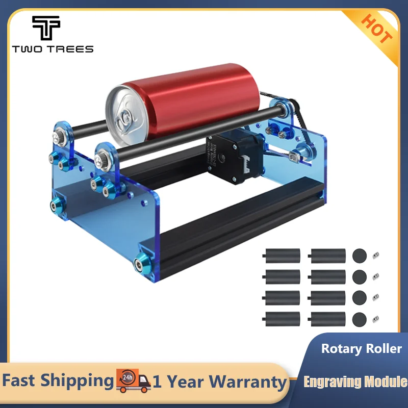 

TwoTrees Laser Engraver Rotary Roller Y-Axis Rotary Shaft 360 Degree Rotating For CNC Universal Engraving Cylindrical Objects