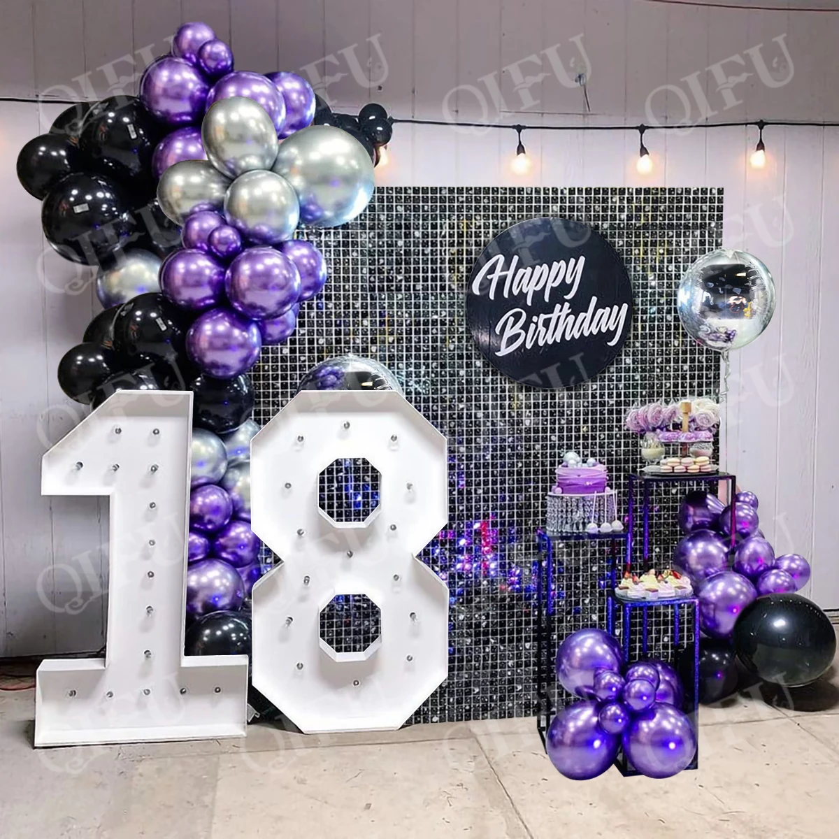 Ballons en Latex en arc, 112 pièces, en métal, violet, noir, argent, Kit de  guirlande, pour mariage, anniversaire, fête prénatale, décoration DIY -  AliExpress