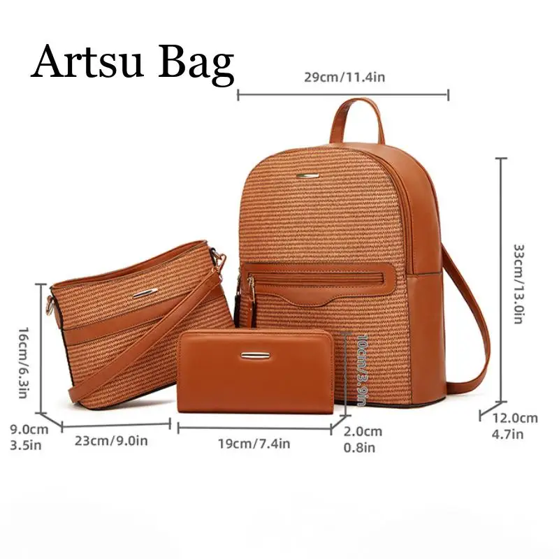 3Pcs Composite Bag Backpack Women's Handbag Fashion Trend Large Capacity Classical Shoulder Crossbody Bag